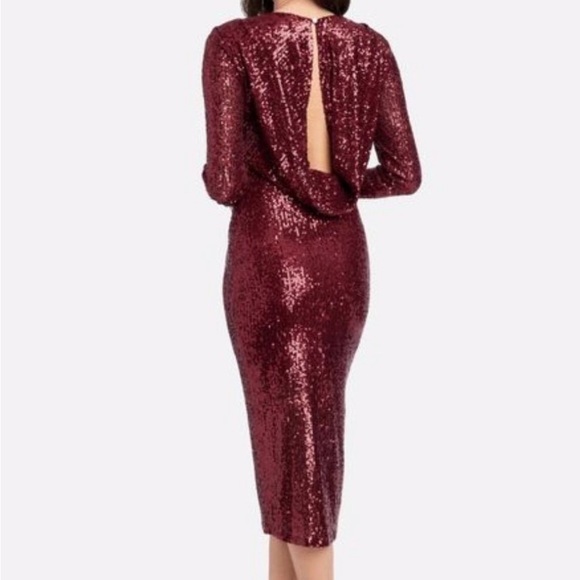 SEQUIN COWL BACK MIDI DRESS - Picture 2 of 4